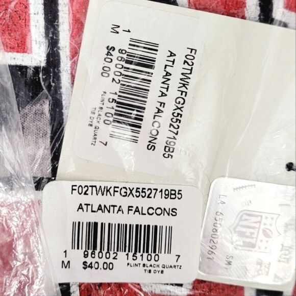 47 Atlanta Falcons Flint Black Quartz Vtg Tubular Gray Tie Dye Crop Tee Size M - Picture 2 of 4